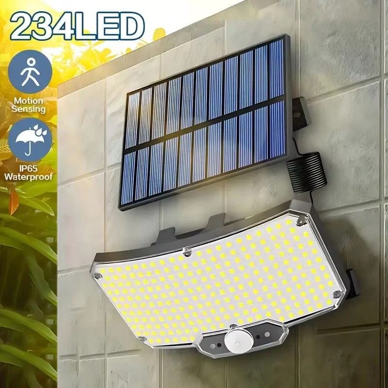 Solar Garden Light - 234LED ソーラー屋外ライト モーションセンサー 超高輝度 リモートウォールフラッドランプ セキュリティ防水