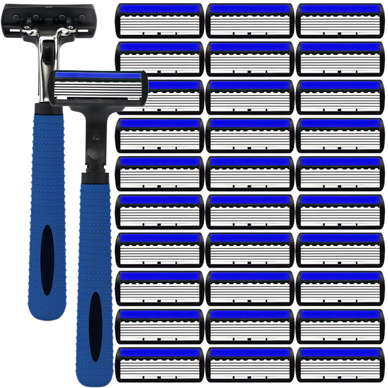 Safety Razor Handle - 男性用安全シェーバーブレード、ステンレス鋼製手動シェーバー、混合肌、脱毛、シェービングアクセサリーに最適