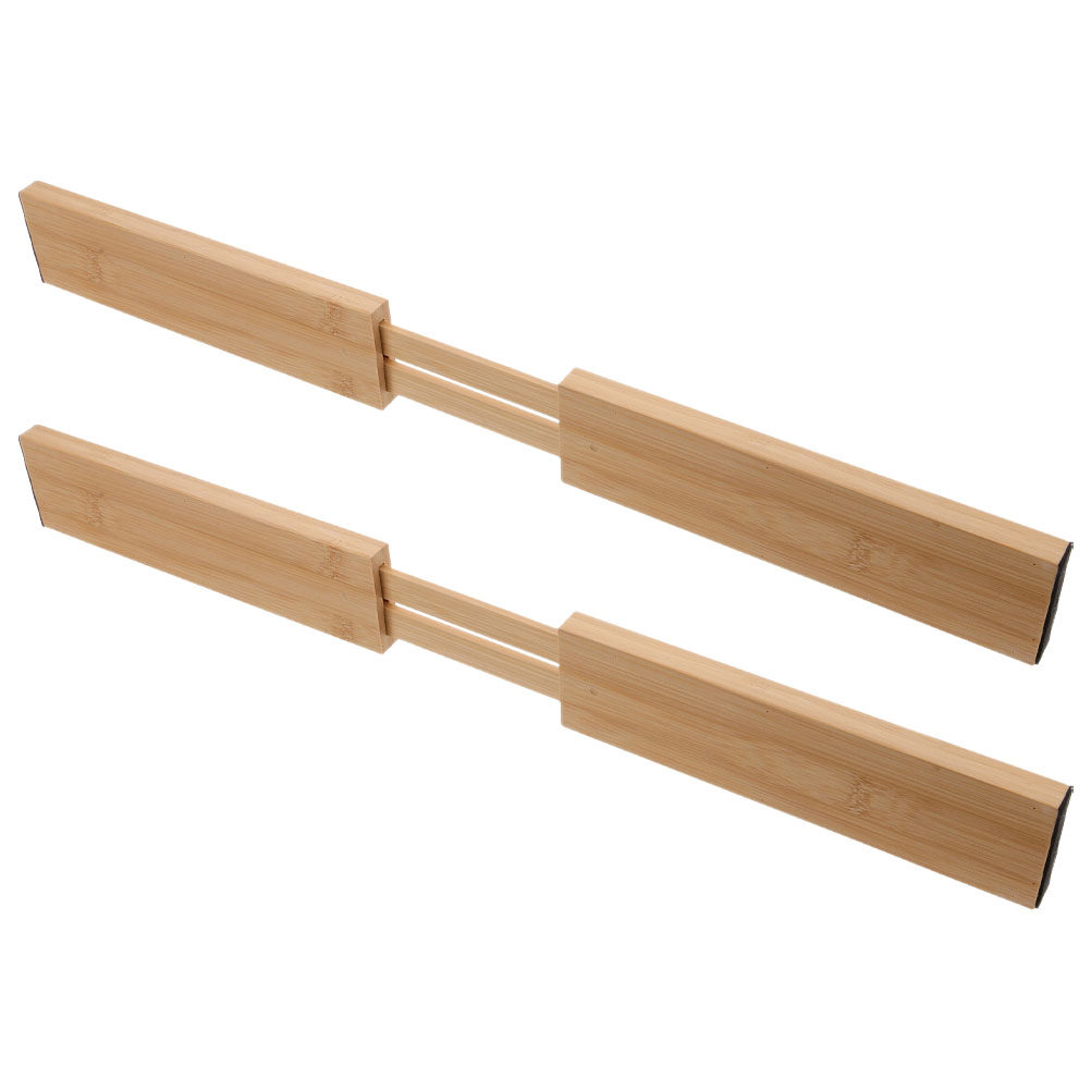 Bamboo Cutlery - 2個入り竹製引き出し仕切り、調節可能で拡張可能なキッチンオーガナイザー、食器、カトラリー、スプーン、フォーク、食器類の引き出し用