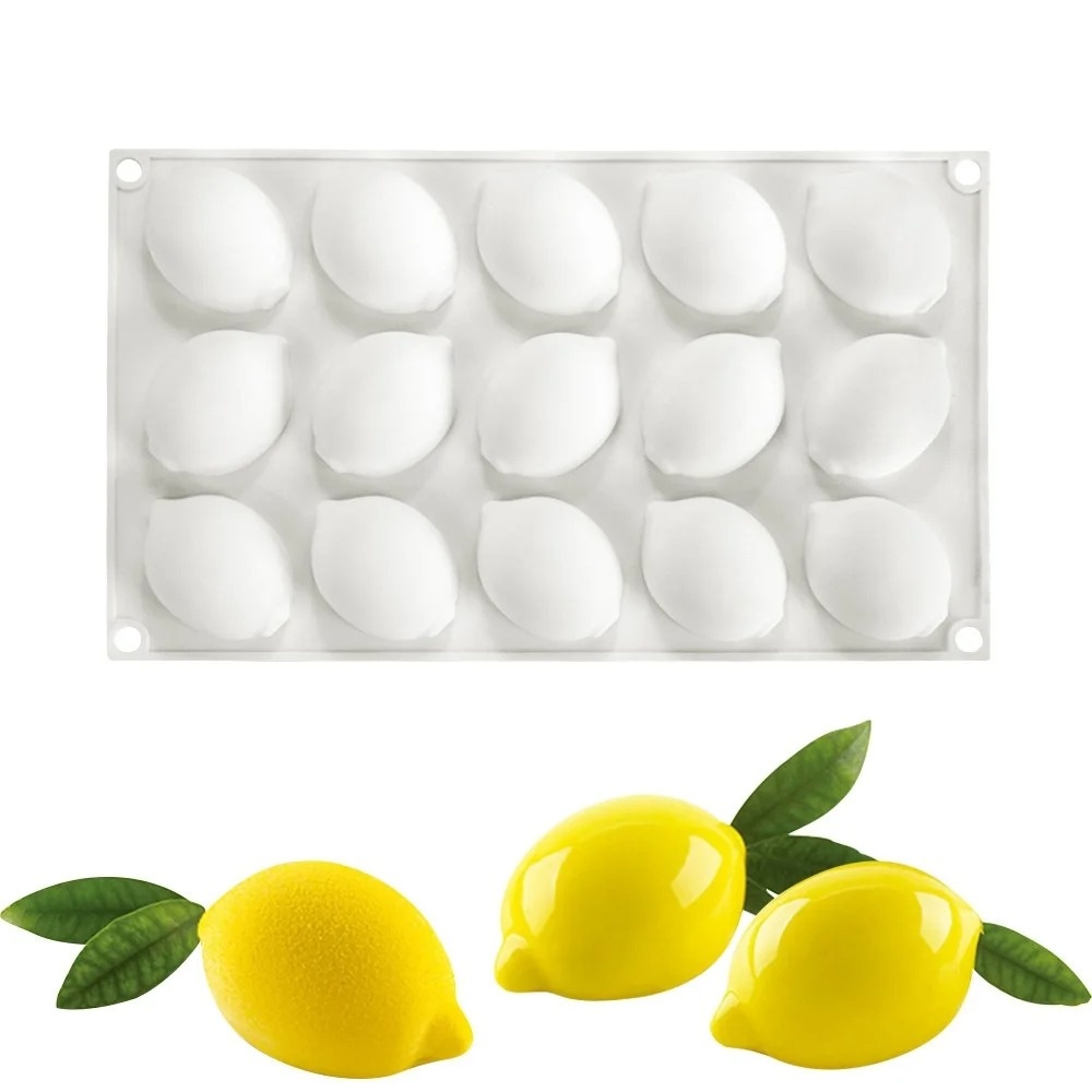 Eco Soap - 15個取りレモン型シリコンモールド、アイスキューブトレイ、石鹸型、DIYベーキングチョコレートケーキペストリーモールド、キッチンアクセサリー