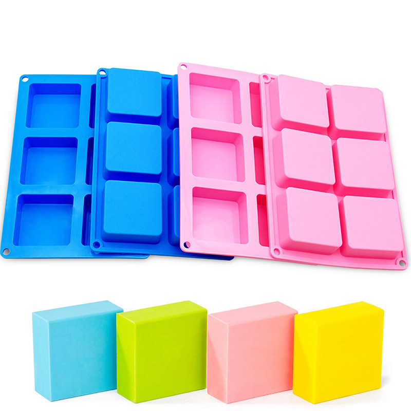 Eco Soap - 正方形のシリコン石鹸型,チョコレート,カップケーキ,コーンブレッド,マフィン,石鹸バー,6つの空洞,焦げ付き防止