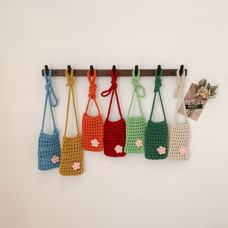 Reusable Bag - 1 個新しい中空ニット多目的電話バッグ小物雑貨軽量編み込みショルダーハンドバッグクロスボディ収納バッグ