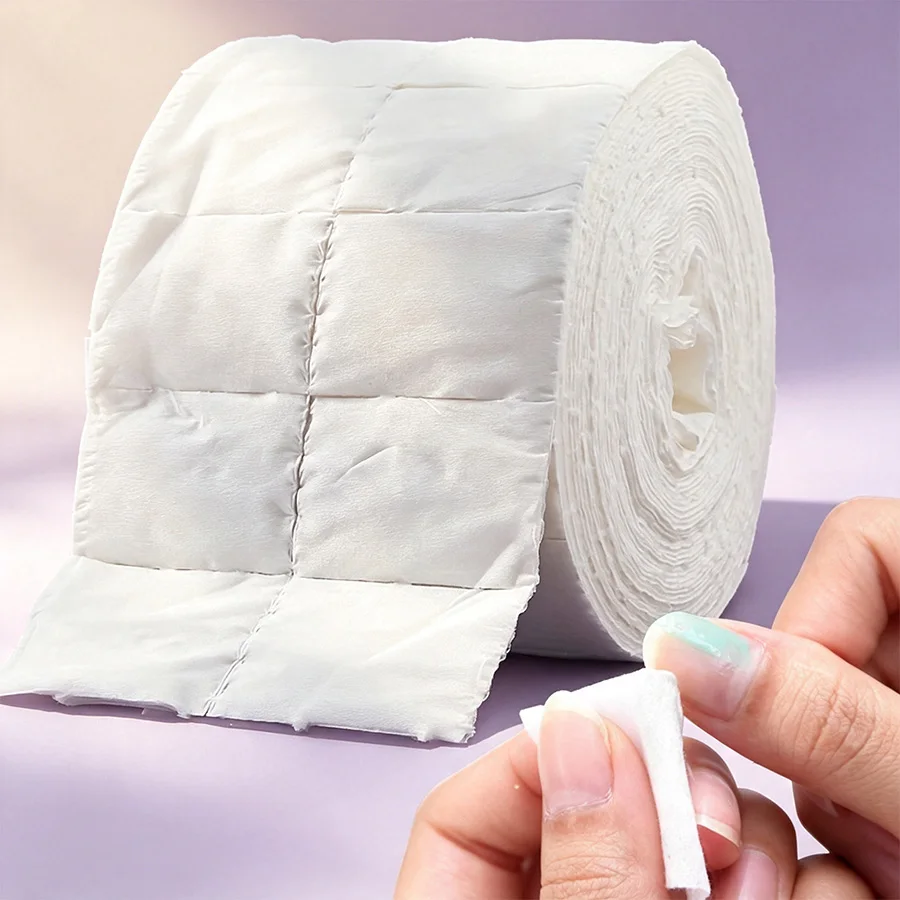 Eco Sponge - 300/500枚入りロールタイプ糸くずの出ないコットンネイルワイプ、使い捨てジェルポリッシュメイク落としパッド、マニキュアサロン用化粧品クリーニングペーパー