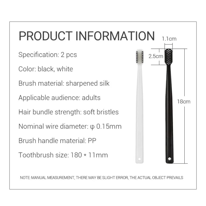 Bamboo Toothbrush - 2-10PC 環境に優しい竹炭歯ブラシ ソフト毛先の黒と白のセット 大人用歯科衛生ケアキット 男性と女性用