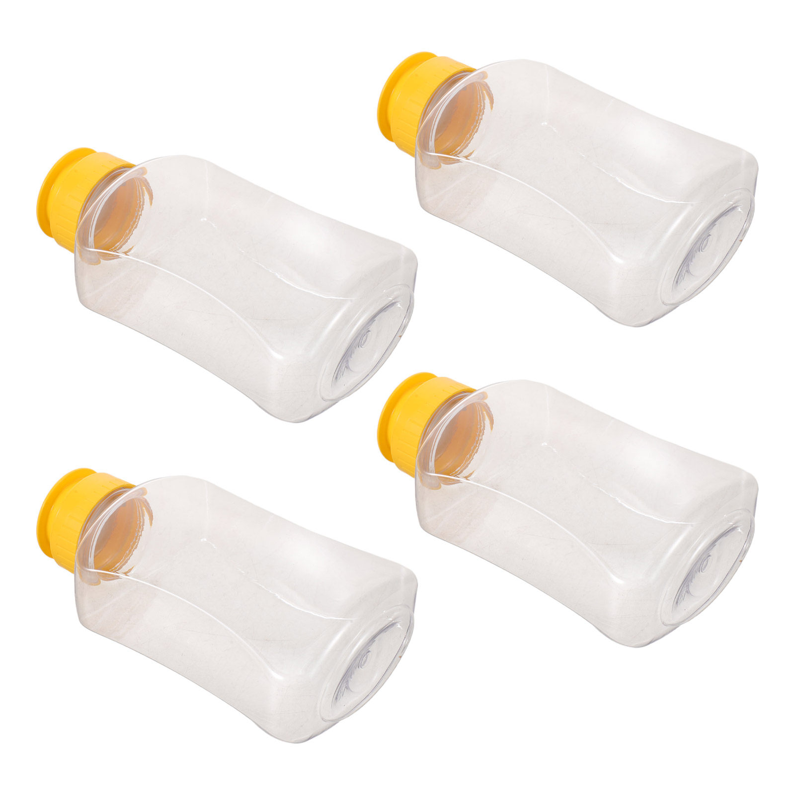 Reusable Bottle - 4個入りハニースクイーズボトル プラスチック製漏れ防止容器 180ml 再利用可能な調味料ディスペンサー 旅行 キャンプ