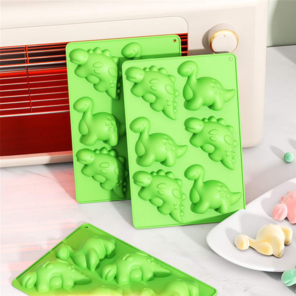 Eco Soap - 恐竜シリコーンケーキ型チョコレートグミ型トレイ 6 グリッドキャンディグミ型ケーキデコレーションツール DIY 恐竜石鹸型