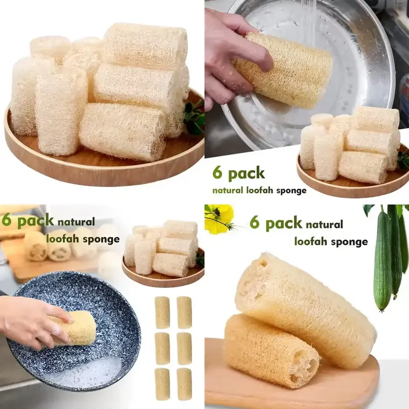 Eco Sponge - 2026年最新 天然ヘチマスポンジ食器洗いブラシ 環境に優しいキッチン掃除ツール 高吸水性 非傷つき性 鍋用