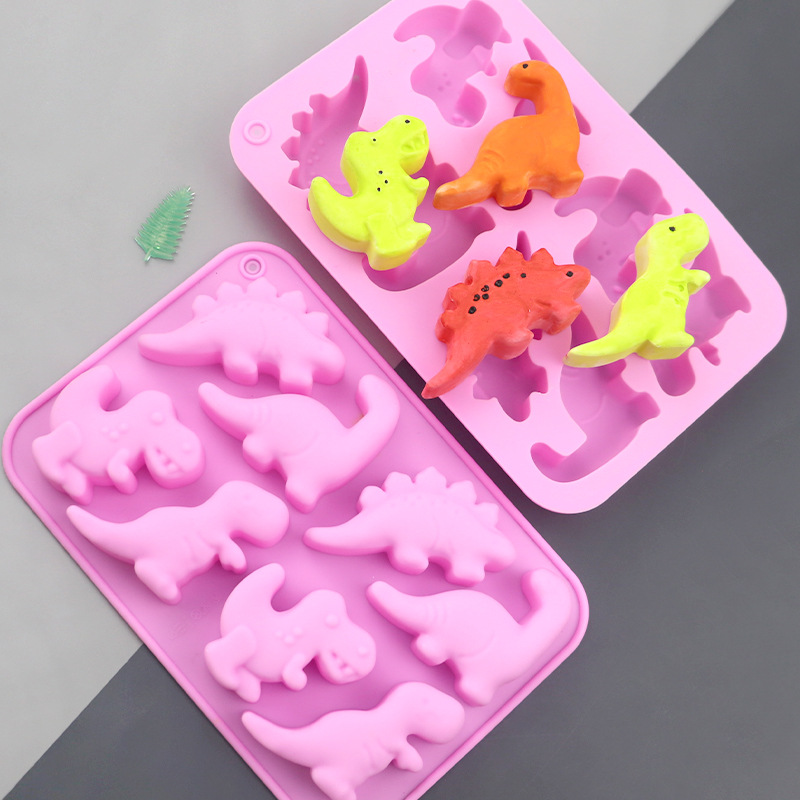 Eco Soap - ブルース卸売 8匹の恐竜漫画シリコンケーキ型 DIY手作り石鹸ツール 子供用パン焼き型