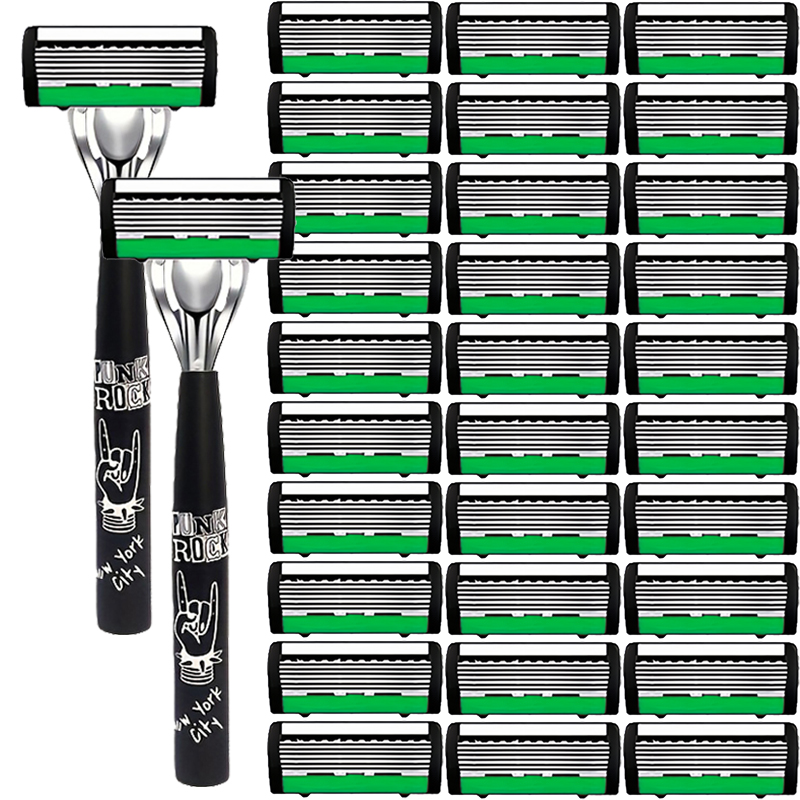 高品質男性用安全カミソリ刃6層ドイツ製ステンレス鋼シェービン - Safety Razor Handle のレビューと価格