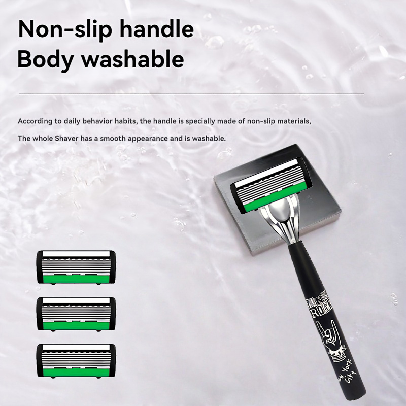 高品質男性用安全カミソリ刃6層ドイツ製ステンレス鋼シェービン - Safety Razor Handle のレビューと価格