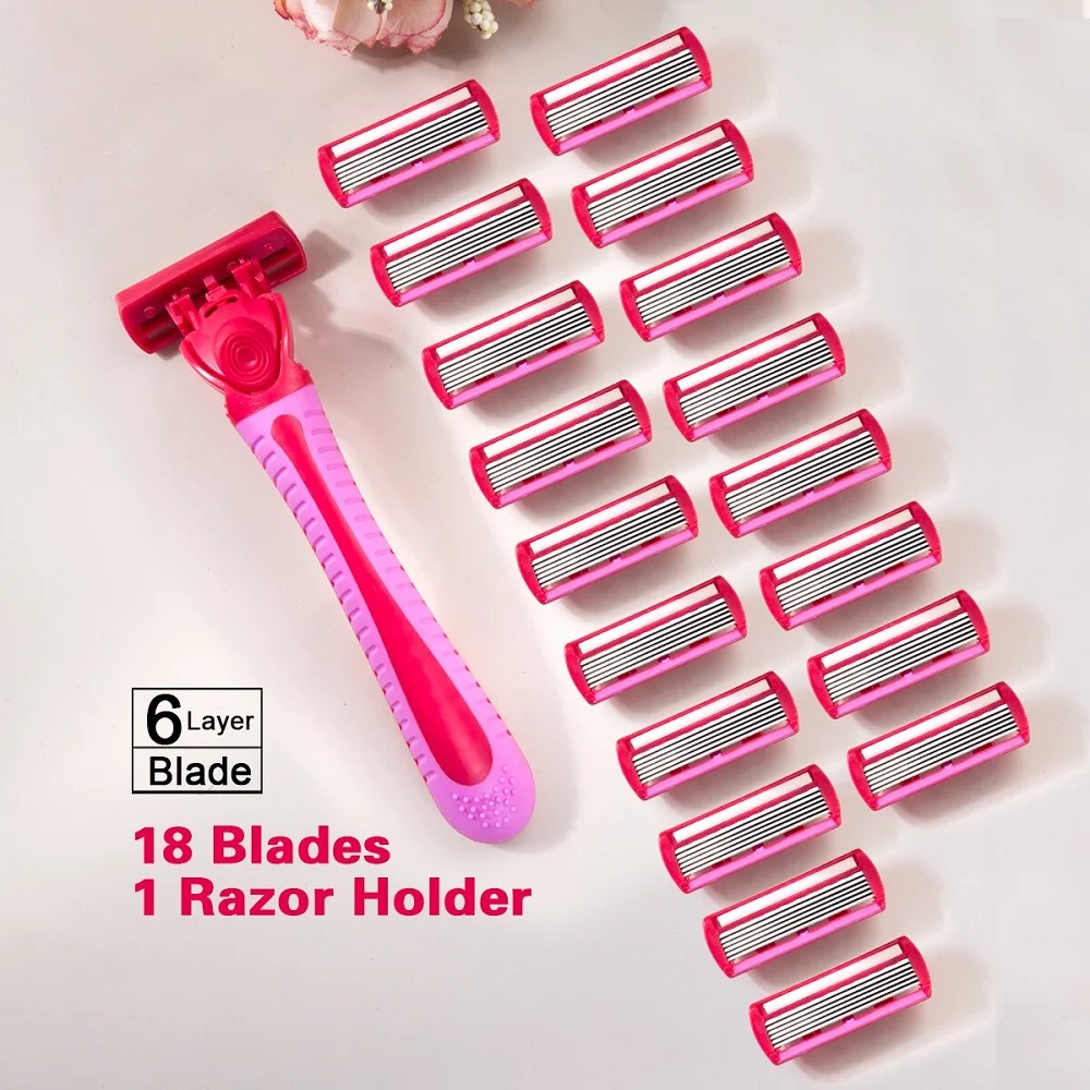 1 ハンドル + 18 枚刃/女性用手動安全かみそり 6 層 - Safety Razor Handle のレビューと価格