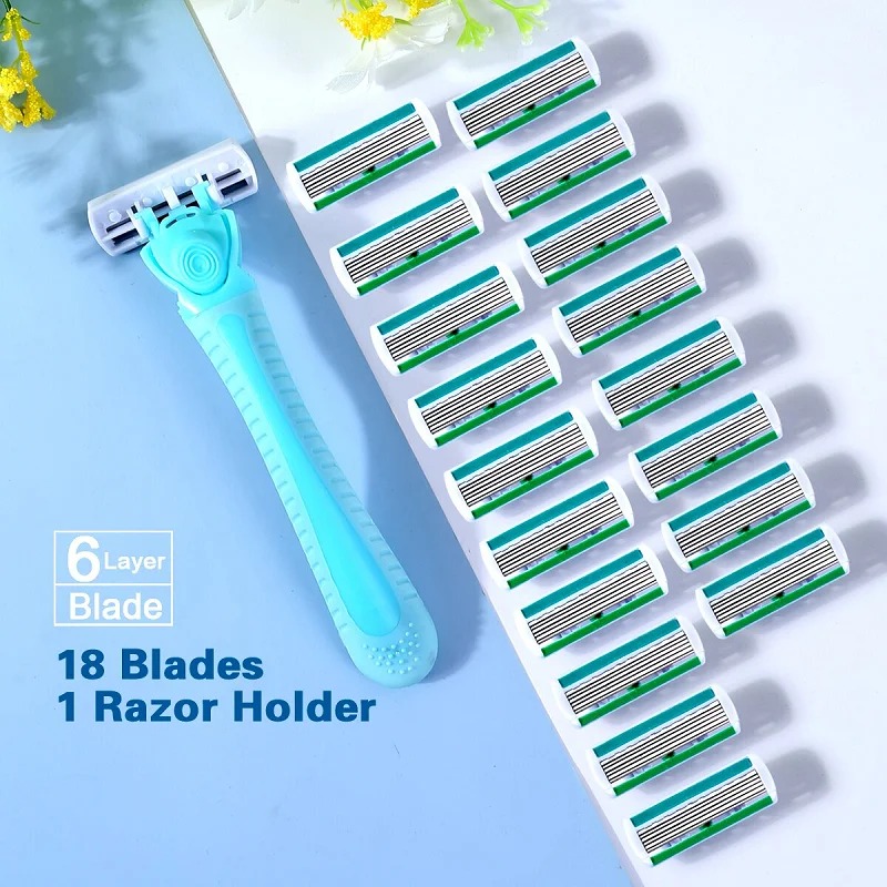1 ハンドル + 18 枚刃/女性用手動安全かみそり 6 層 - Safety Razor Handle のレビューと価格