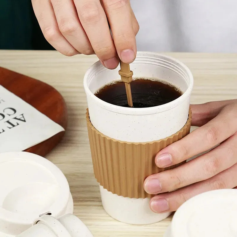 450 ミリリットルコーヒーカップ蓋付き小麦ストロー再利用可 - Reusable Straw のレビューと価格
