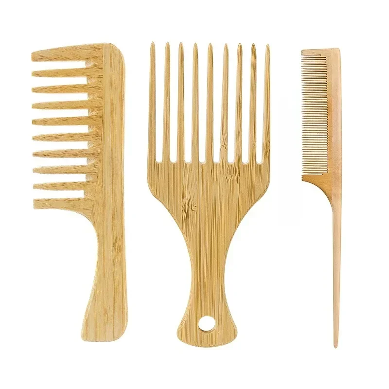 1 個天然竹木製ヘアコーム帯電防止アフロフォーク櫛女性のため - Bamboo Toothbrush のレビューと価格