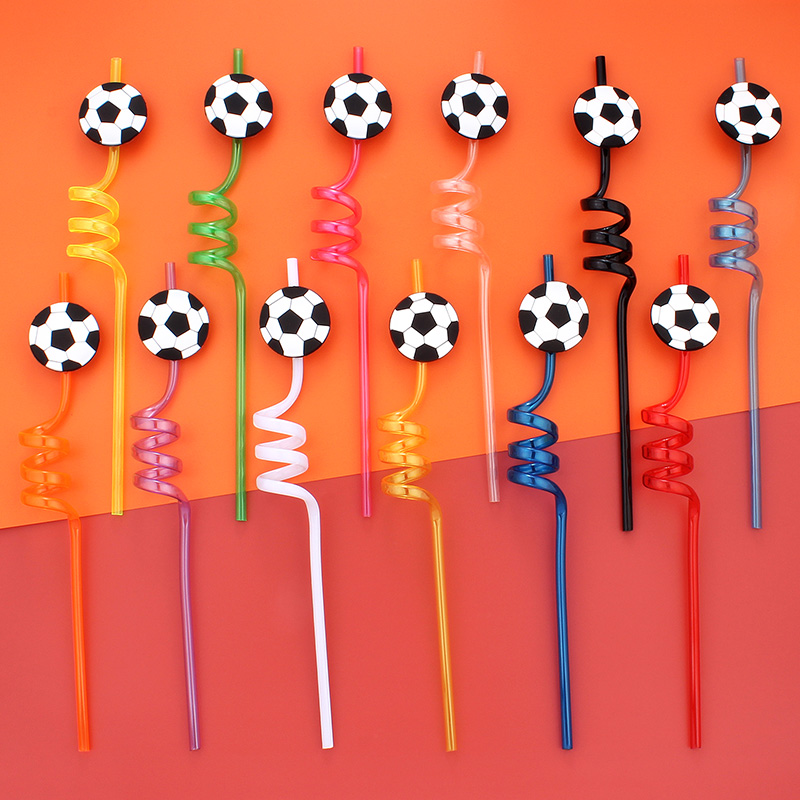 12本 サッカーテーマストロー 再利用可能 ホームパーティー - Reusable Straw のレビューと価格