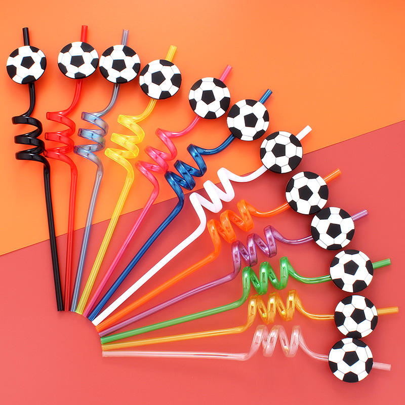 12本 サッカーテーマストロー 再利用可能 ホームパーティー - Reusable Straw のレビューと価格
