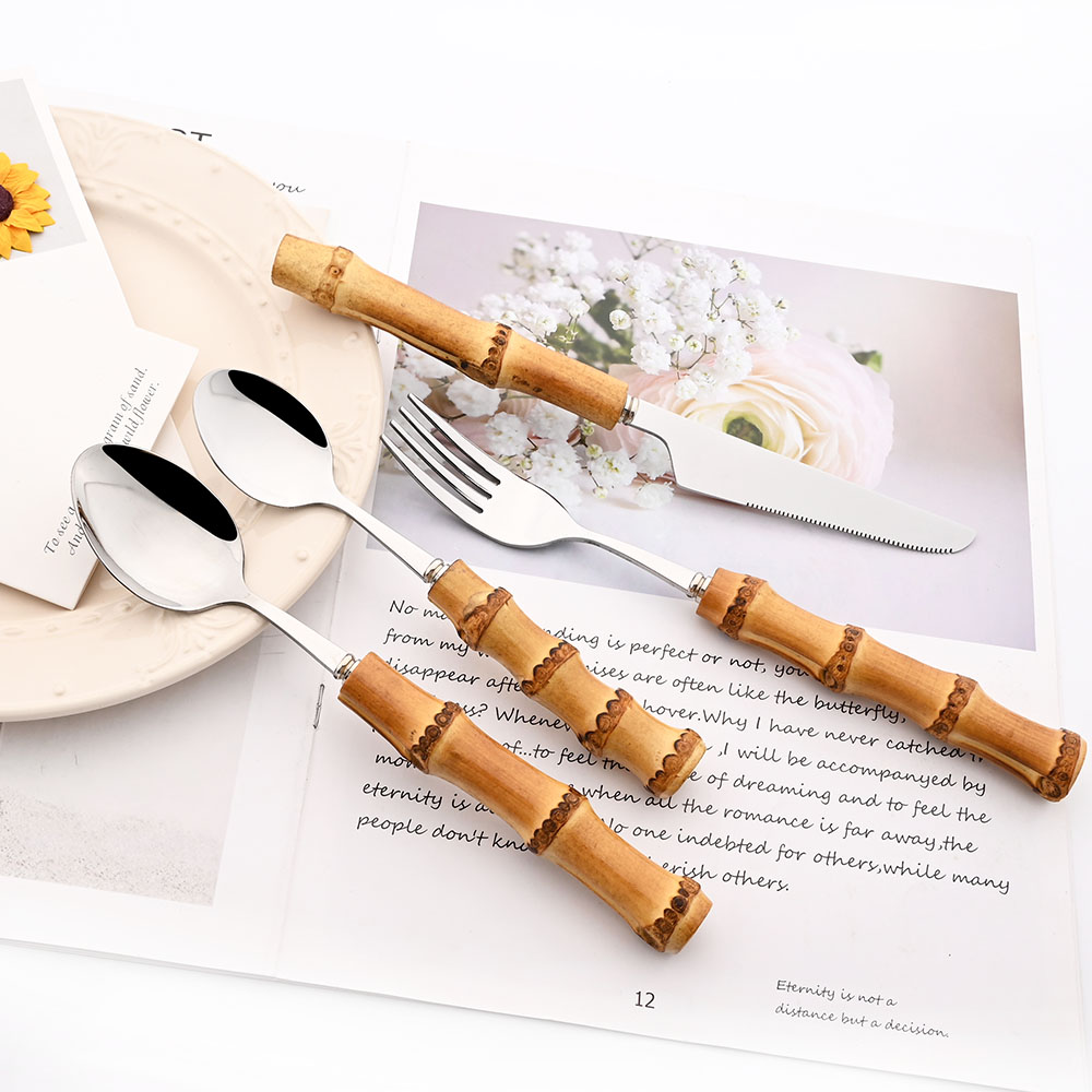 Drmfiy ゴールドディナーフォークカトラリーセットステン - Bamboo Cutlery のレビューと価格