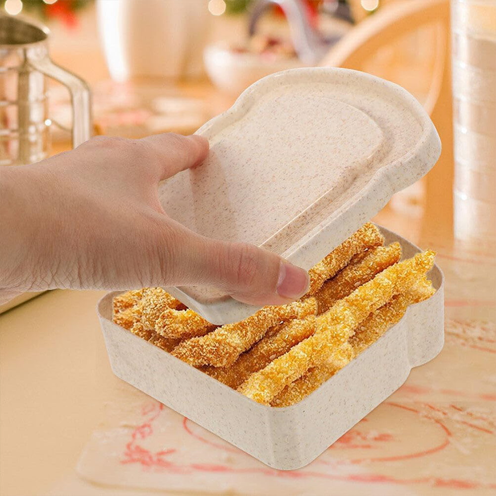 エコ素材の麦わら製サンドイッチ保存ケース。トースト型で、繰り - Reusable Straw のレビューと価格