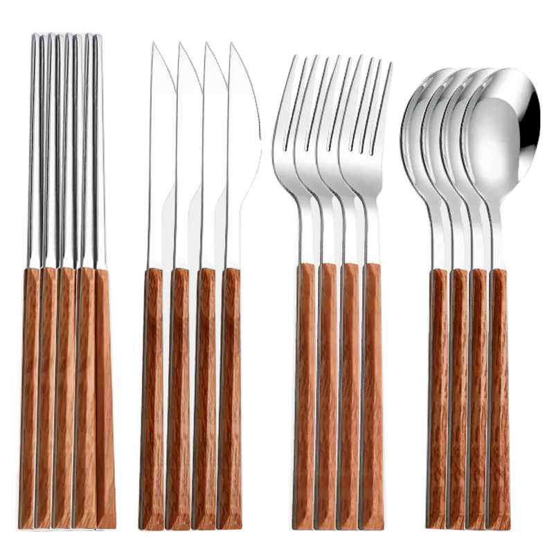 木製ハンドルバー,ステンレス鋼の韓国の食器セット,キッチンナ - Bamboo Cutlery のレビューと価格