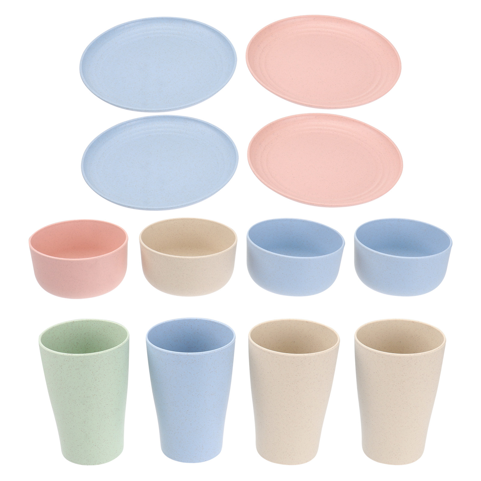 高級感のある麦わら素材の食器セット4点組。お皿、ボウル、カッ - Reusable Straw のレビューと価格