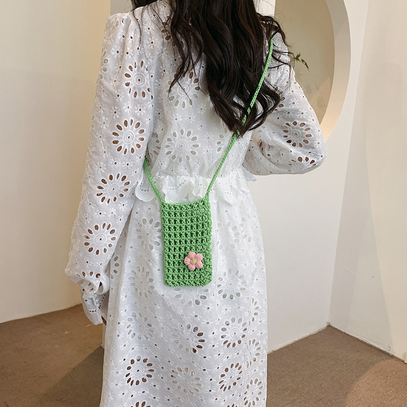 1 個新しい中空ニット多目的電話バッグ小物雑貨軽量編み込みシ - Reusable Bag のレビューと価格
