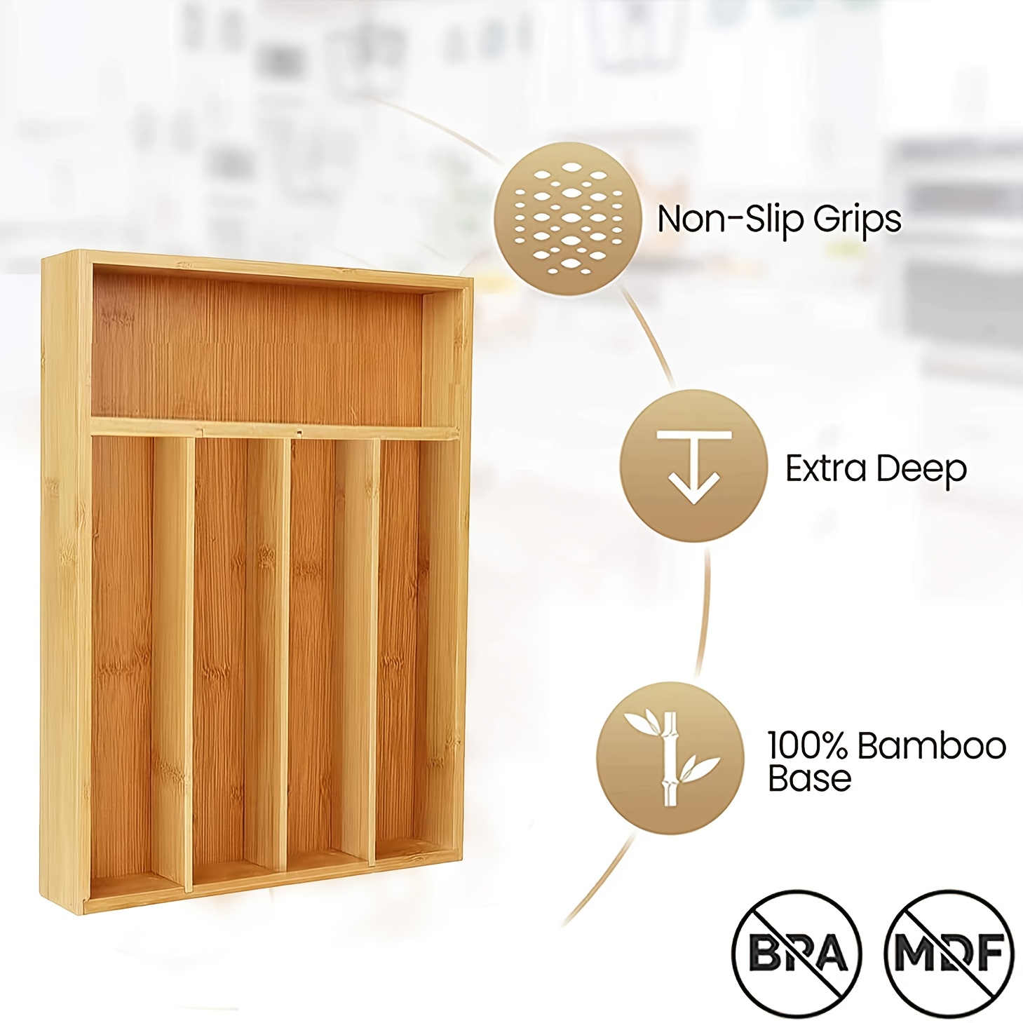 竹製キッチン引き出しオーガナイザー、小引き出し用銀食器収納ホ - Bamboo Cutlery のレビューと価格