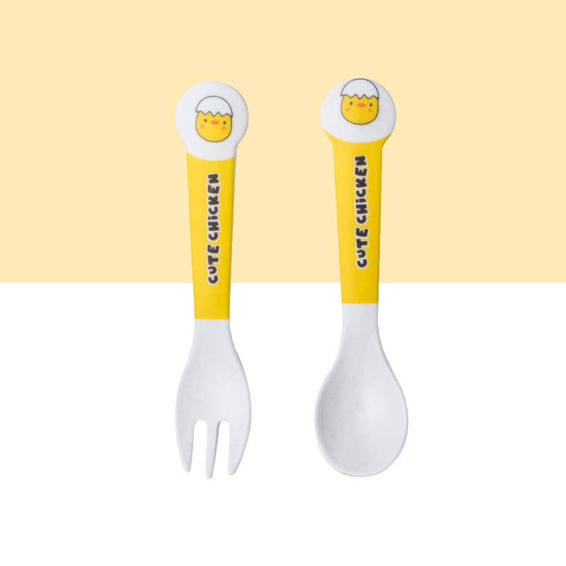 かわいい漫画の鶏の竹繊維食器セット - 家庭用プレート、ボウ - Bamboo Cutlery のレビューと価格