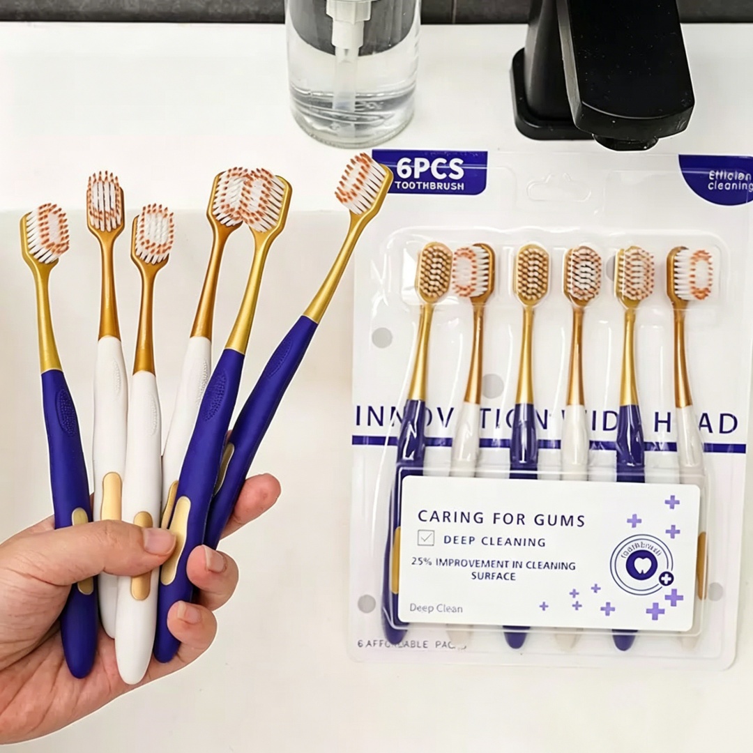 高品質ワイドヘッド家庭用6本パック大人用ソフト毛歯ブラシ、男 - Bamboo Toothbrush のレビューと価格