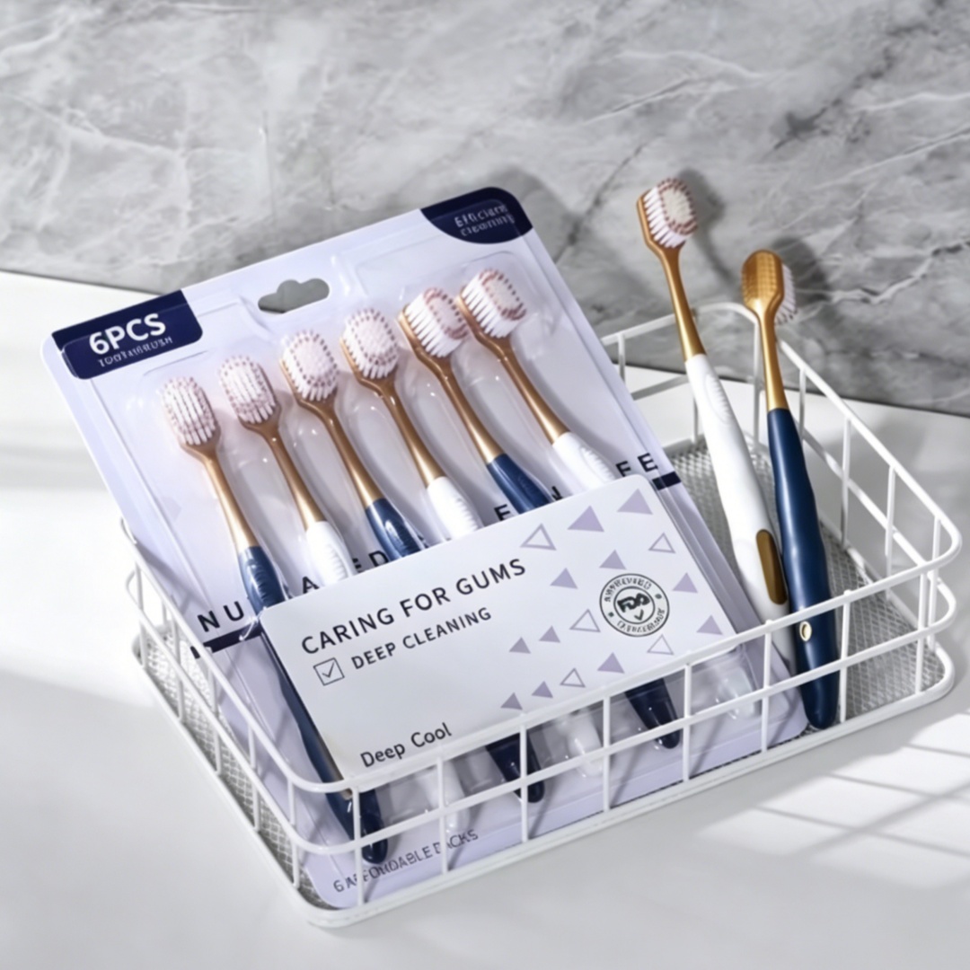 高品質ワイドヘッド家庭用6本パック大人用ソフト毛歯ブラシ、男 - Bamboo Toothbrush のレビューと価格