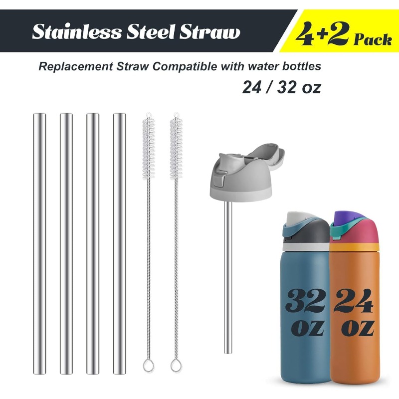 Owalaウォーターボトル24オンス32オンス用金属製ストロ - Reusable Straw のレビューと価格