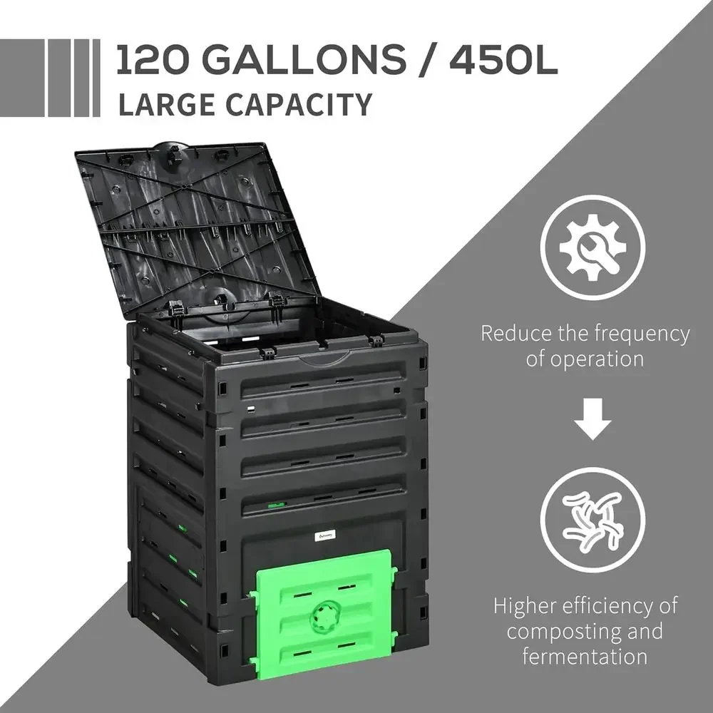 80個の通気孔と2つのスライドドアを備えた、120ガロンの大 - Compost Bin のレビューと価格