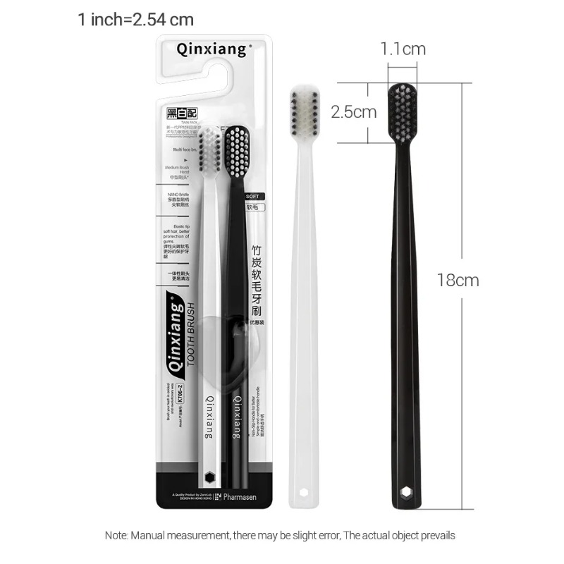 2-10PC 環境に優しい竹炭歯ブラシ ソフト毛先の黒と白の - Bamboo Toothbrush のレビューと価格