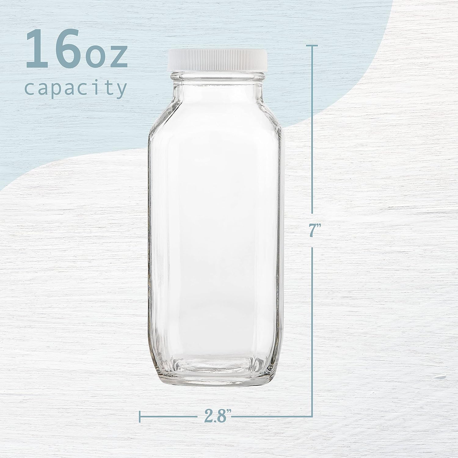 4パック 16オンス 再利用可能な正方形ガラス製ミルクボトル - Reusable Bottle のレビューと価格