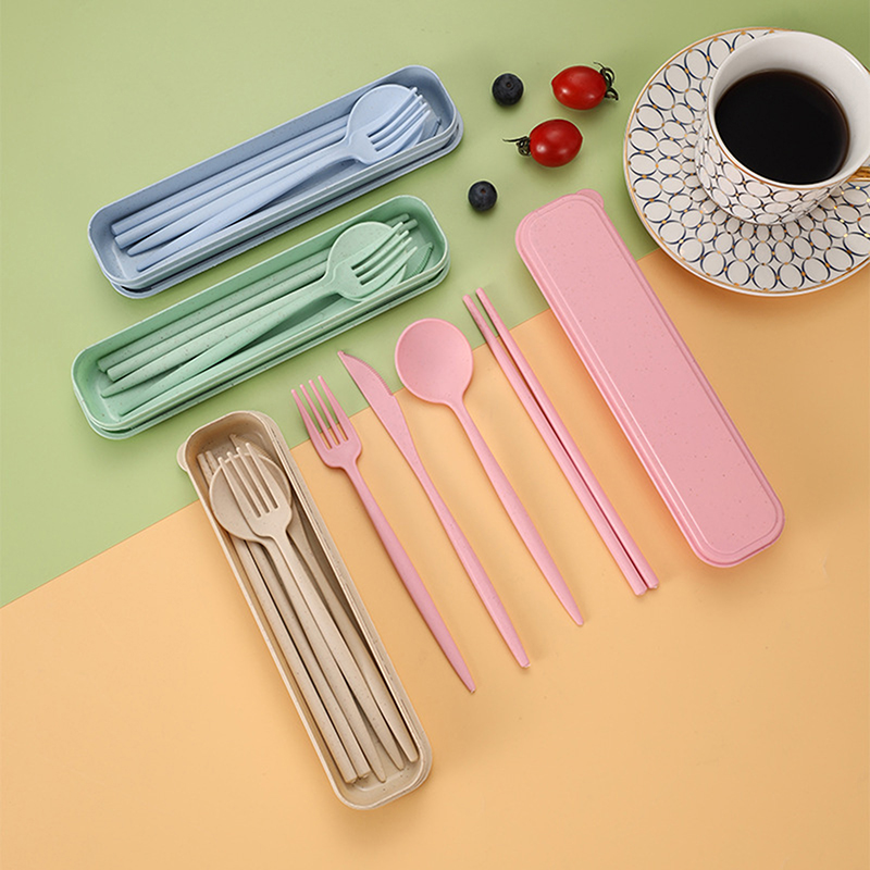 4 ピース/セットポータブル食器ボックス付き健康環境に優しい - Reusable Straw のレビューと価格
