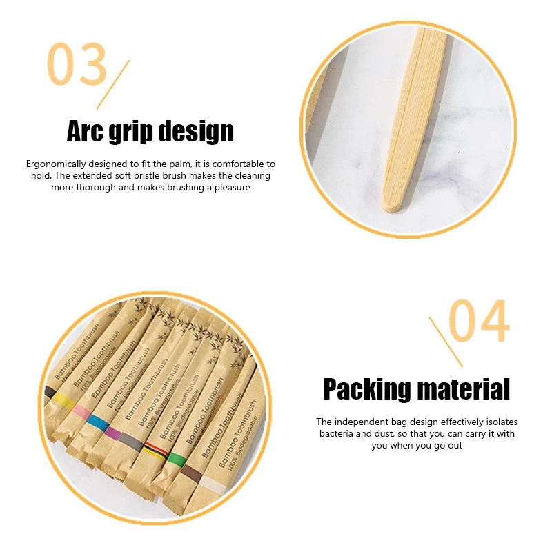 環境にやさしい再利用可能な竹歯ブラシ、大人の木製の柔らかい歯 - Bamboo Toothbrush のレビューと価格