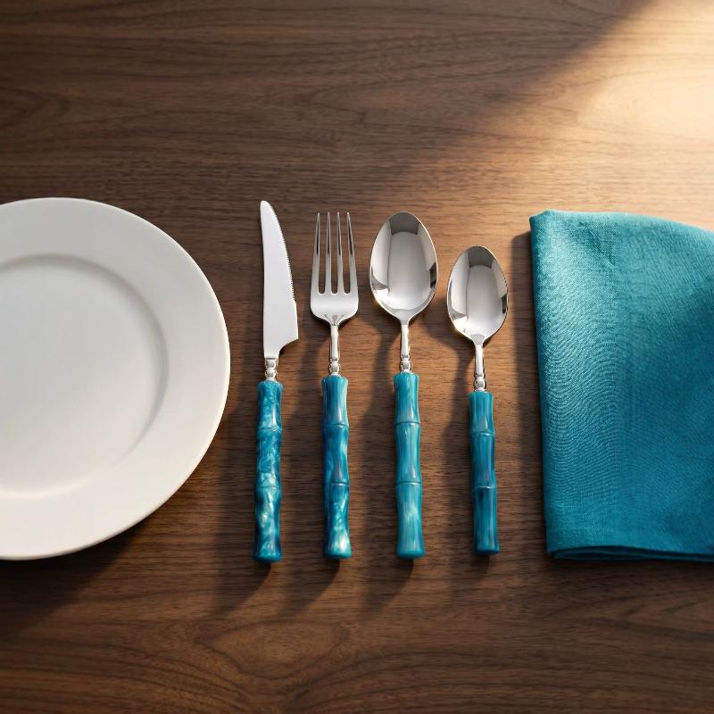 竹製ハンドルのアクリル304ステンレス鋼製カトラリー食器ナイ - Bamboo Cutlery のレビューと価格