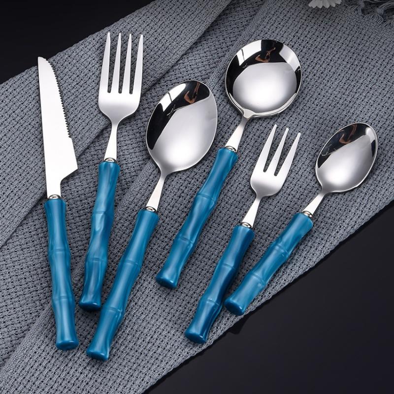 竹製ハンドルのアクリル304ステンレス鋼製カトラリー食器ナイ - Bamboo Cutlery のレビューと価格
