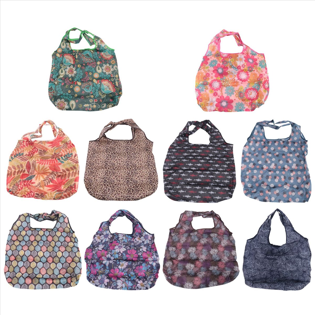 ABQR 食料品バッグ 再利用可能 折りたたみ式 10個パッ - Reusable Bag のレビューと価格