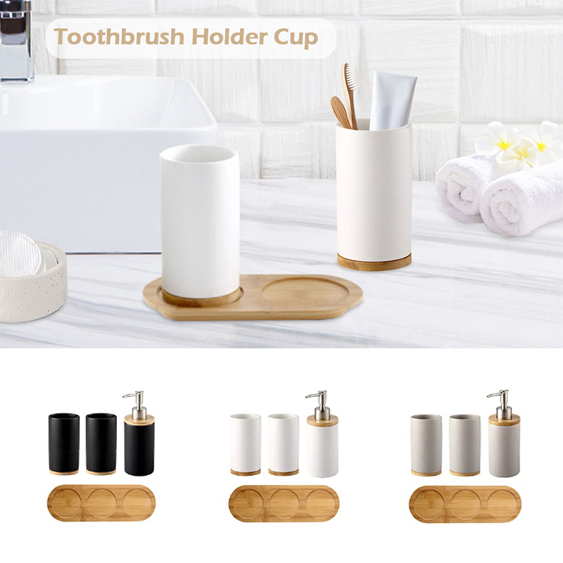 セラミックバスルームセットファインセラミックカップソープディ - Bamboo Toothbrush のレビューと価格