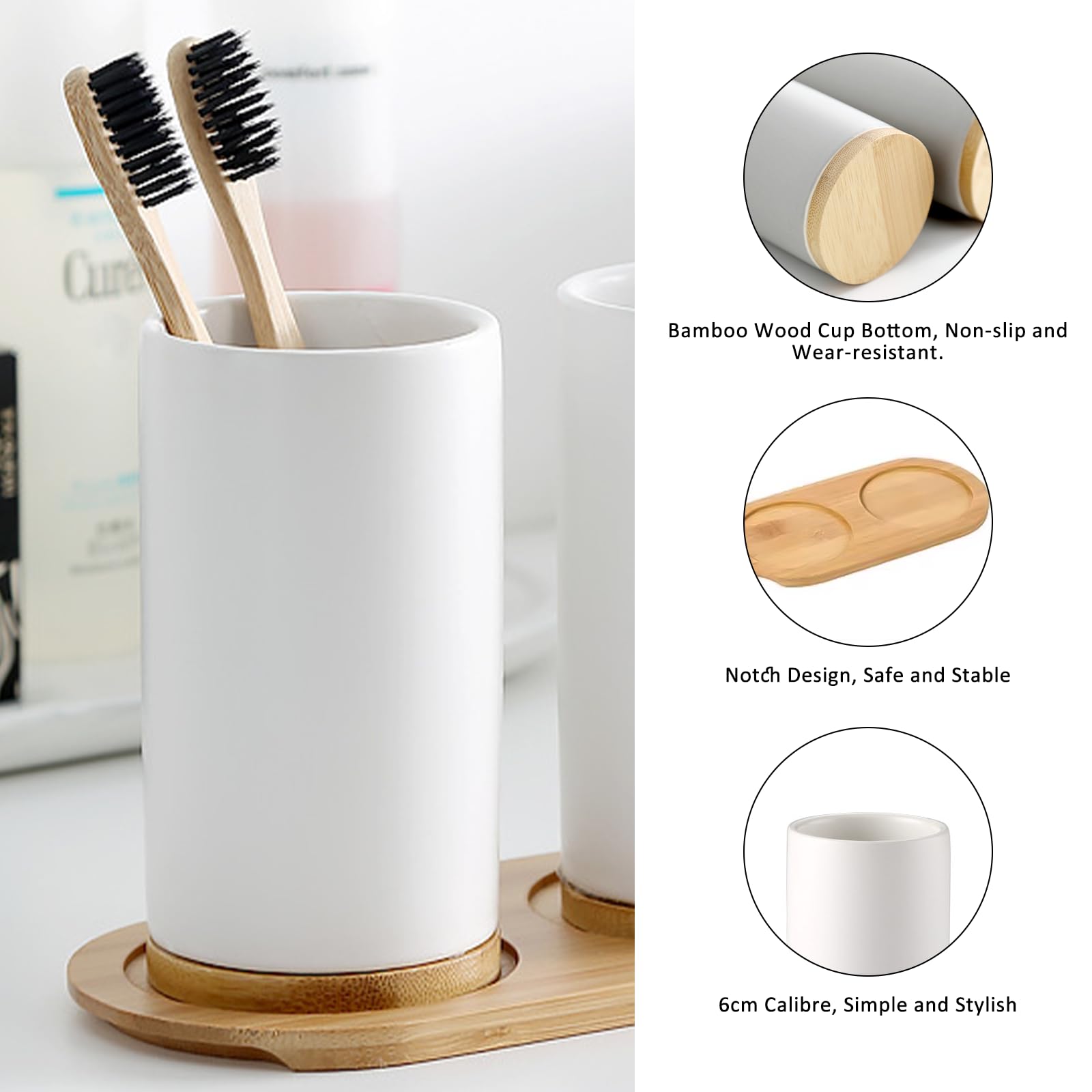 セラミックバスルームセットファインセラミックカップソープディ - Bamboo Toothbrush のレビューと価格