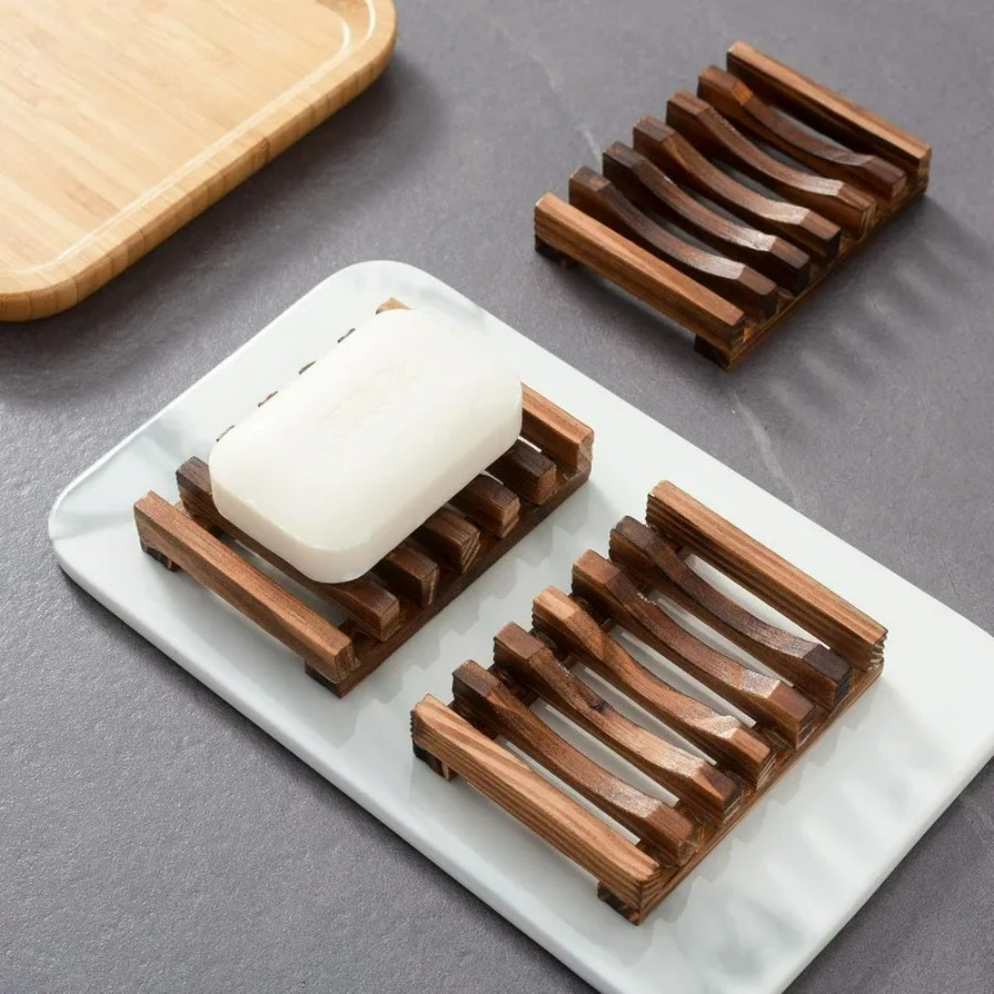 木製石鹸置き シャワー/バスルーム用、水切り設計で石鹸を乾燥 - Bamboo Cutlery のレビューと価格